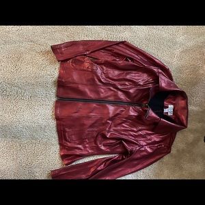 Deep red shiny jacket